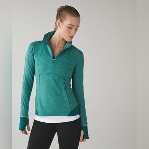 Lululemon Runderful 1/2 Zip Pullover, Hunter Green/Heathered Hunter Green, Sz 6